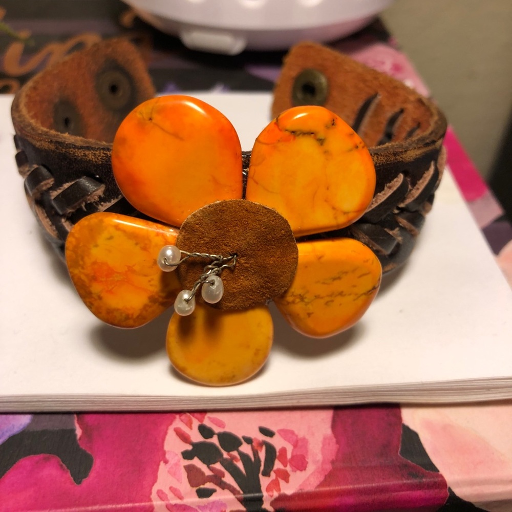 Brown & Orange Leather Bracelet